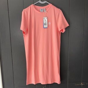 Adidas Coral Ribbed Tee Dress